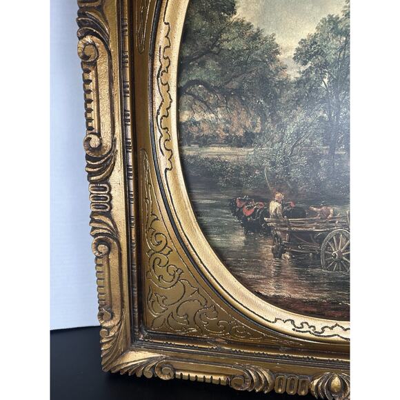 Magnificent Harvest Scene Original Landscape Scene Oil/Board By Hubert Framed! - Picture 7 of 13